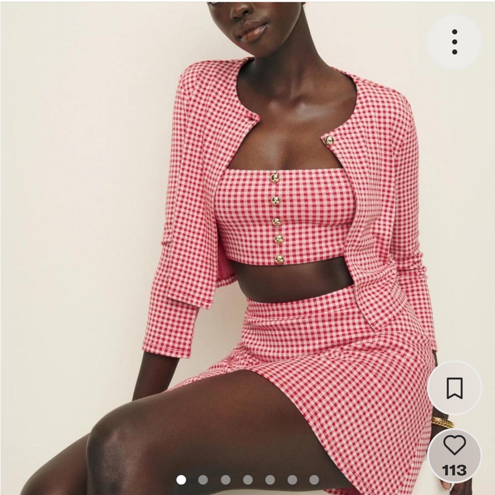 Reformation Red Gingham JUST THE SKIRT